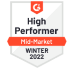 Akrivia HCM High Performer Mid-market Award 2022 by G2